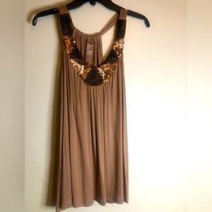 Embellished tank soft stretch fabric beaded detail on neck line 💎